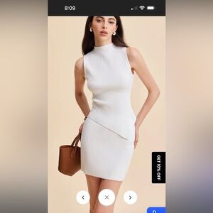 Commense Asymmetrical Hem Knit Skirt Set